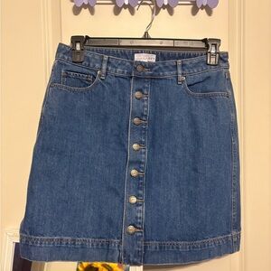LOFT Blue Denim Mini Skirt with Button Detail